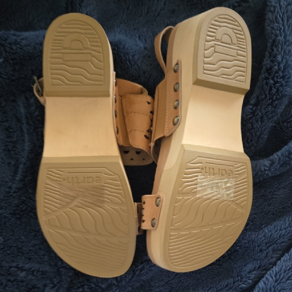 Earth Tan Sandals with Perforated Design and Ankle Strap - Picture 14 of 15
